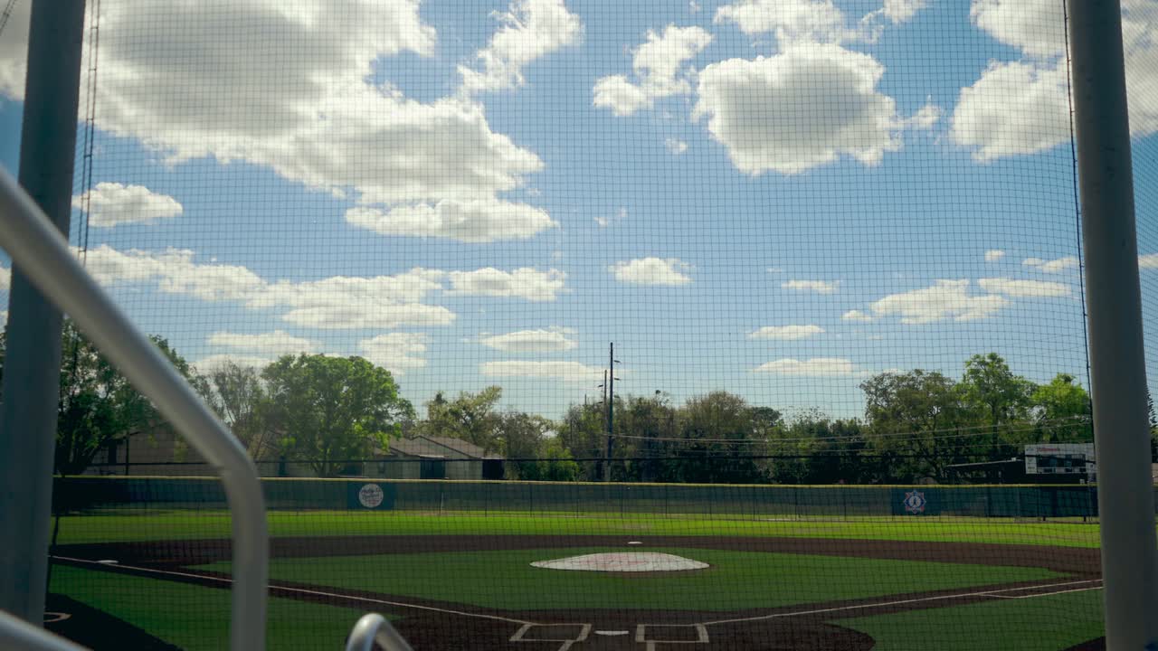 Timelapse of a baseball field on a beautiful sunny day in Florida.