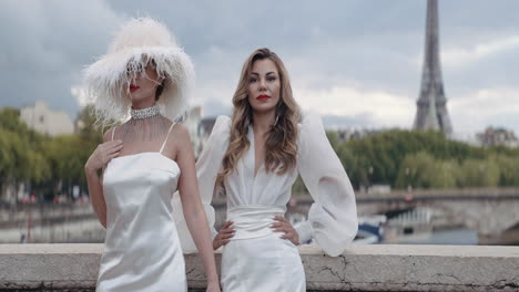 elegant women in parisian fashion