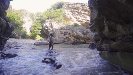 The-young-man-is-walking-in-the-Sea-Canyon.