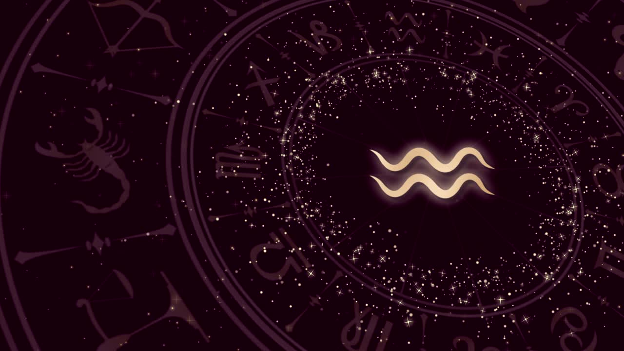 signo del zodiaco acuario y rueda del horóscopo