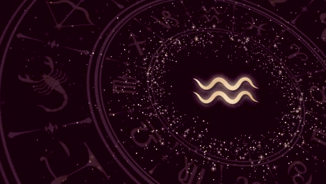 Zodiac sign Aquarius and horoscope wheel