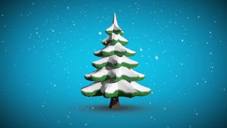 Snow-falling-on-revolving-fir-tree