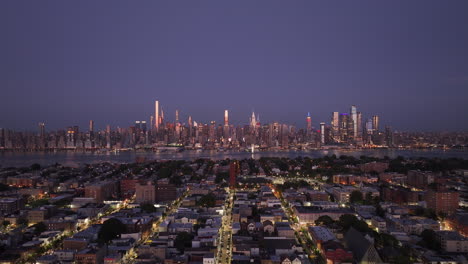aerial view of midtown manhattan at night. shot in new jersey