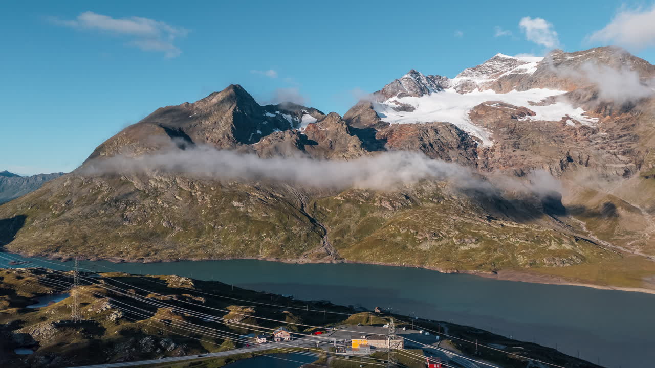 Scenic Mountain Landscape with Lake and Snow
