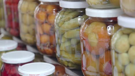 variedad de verduras encurtidas en frascos de vidrio