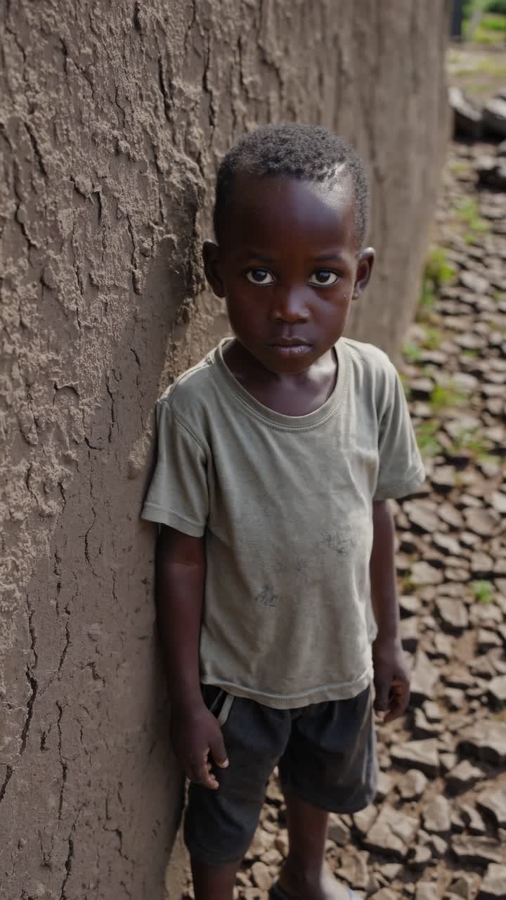 African Child by a Wall