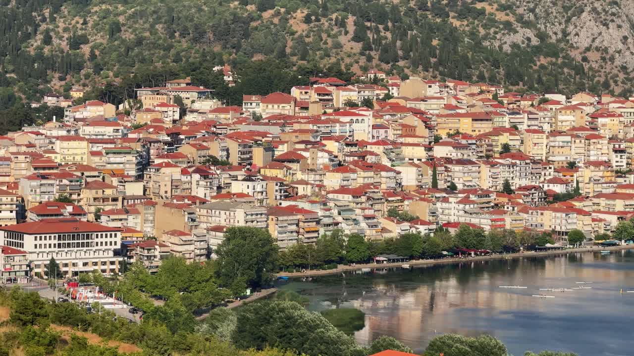 Orestiada lake Kastoria Greece city West Macedonia houses viewpoint landscape