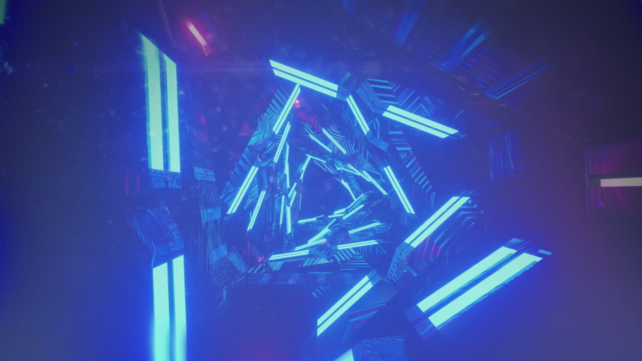 Animazione di tunnel al neon blu su sfondo scuro