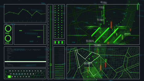 animación del procesamiento de datos financieros en pantallas digitales