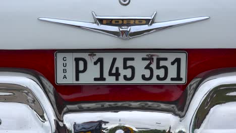 The-rear-of-a-classic-old-car-in-Havana-Cuba-including-license-plate