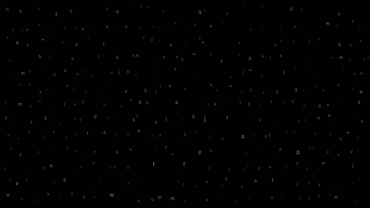 Dynamic watermark overlay, letters on black background, Seamless loop