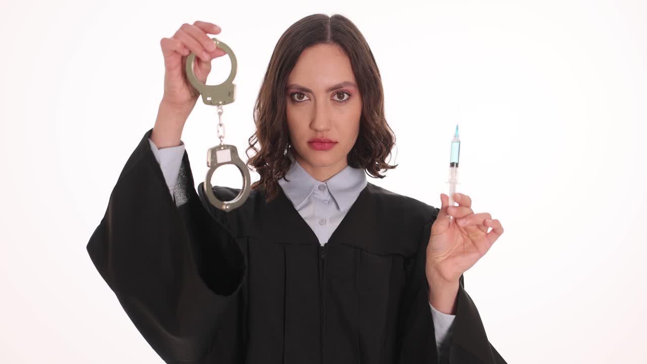 Judge with Syringe and Handcuffs