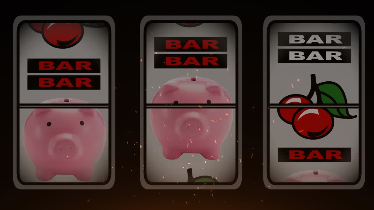 회전하는 과일 기계 위에  콘페티의 애니메이션, 일종의 세 가지에 멈추는