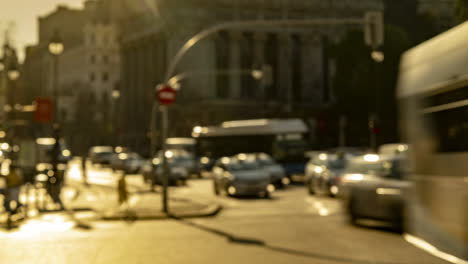 out of focus traffic scene in madrid