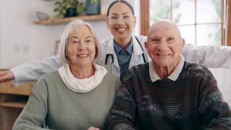 Face,-smile-and-doctor-with-senior-couple-in-home