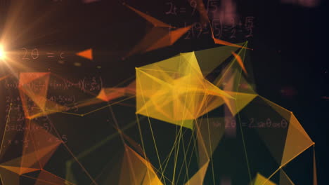 Plexus networks and spot of light against mathematical equations