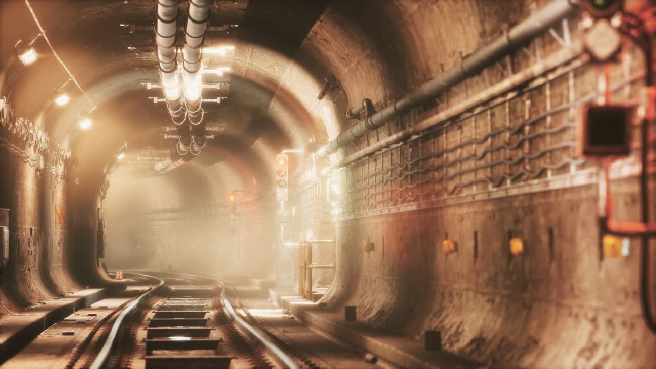 viejo y oscuro túnel de metro abandonado