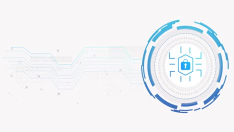 Animation-of-network-of-connections-and-padlock-on-white-background