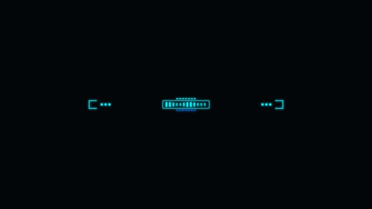Futuristische digitale Ladebalken Animation auf schwarzem Hintergrund