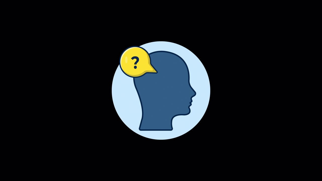 Animated Human Head Silhouette with Question Mark Icon