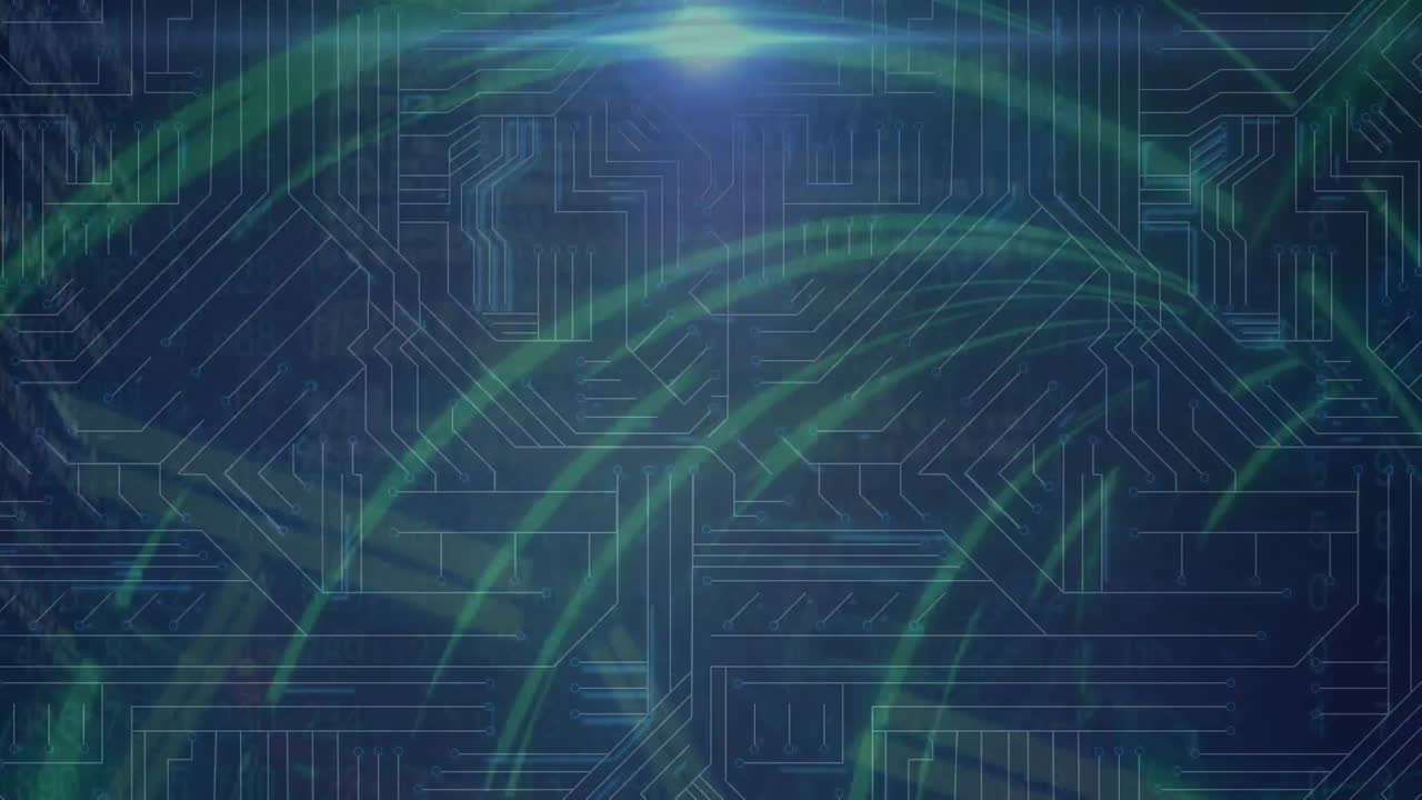 디지털 인터페이스에 hud 요소, 빛, 추상적인 패턴을 가진 데이터 처리의 애니메이션