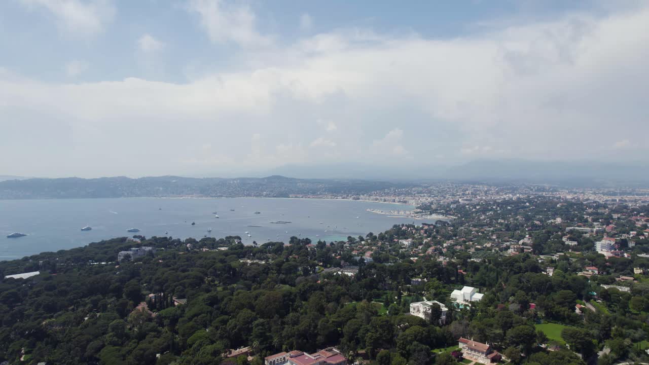 Luxurious Touristic Landscape of Cote d'azur France's Mediterranean Coast, Aerial Panorama