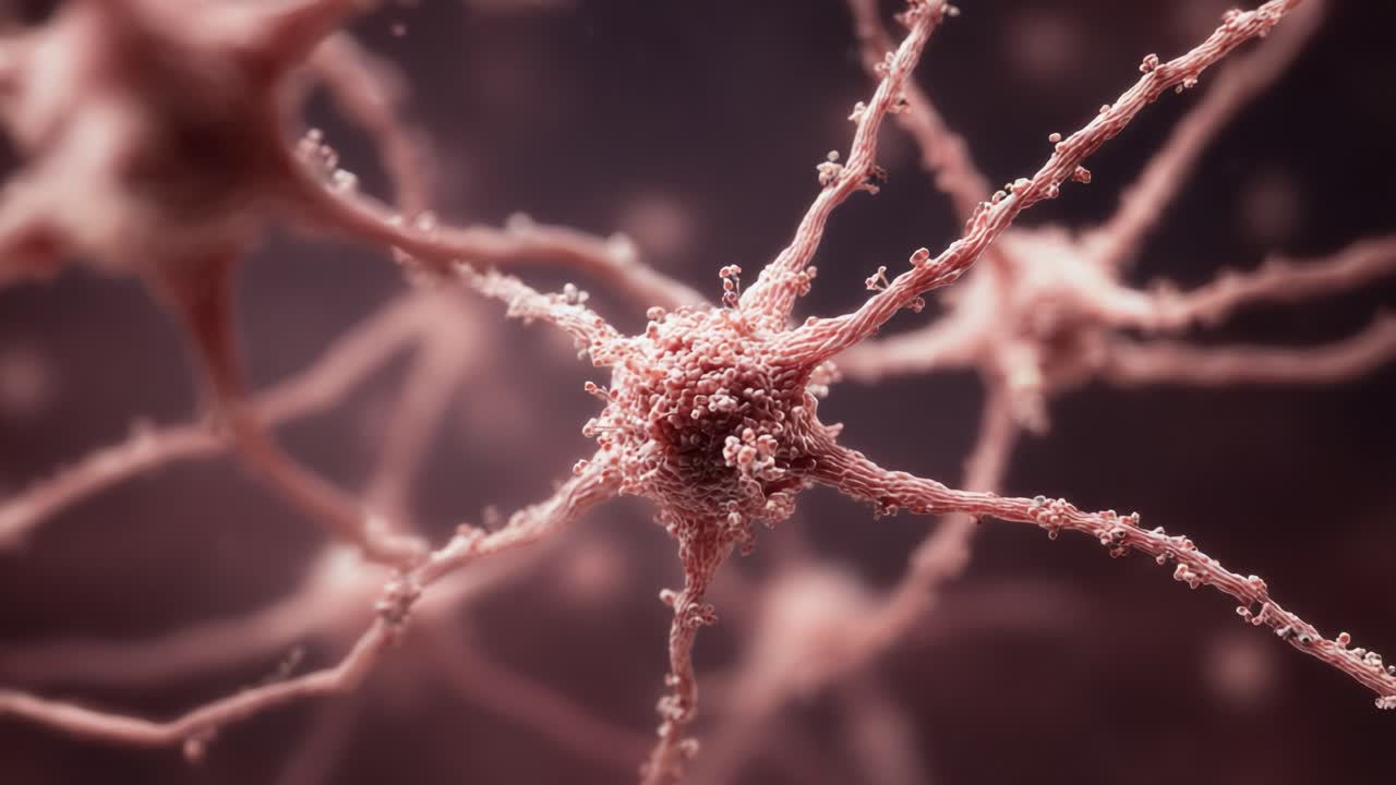 A Close-Up View of Neurons Showcasing Complex Structures and Synaptic Connections in a Detailed Biological Context