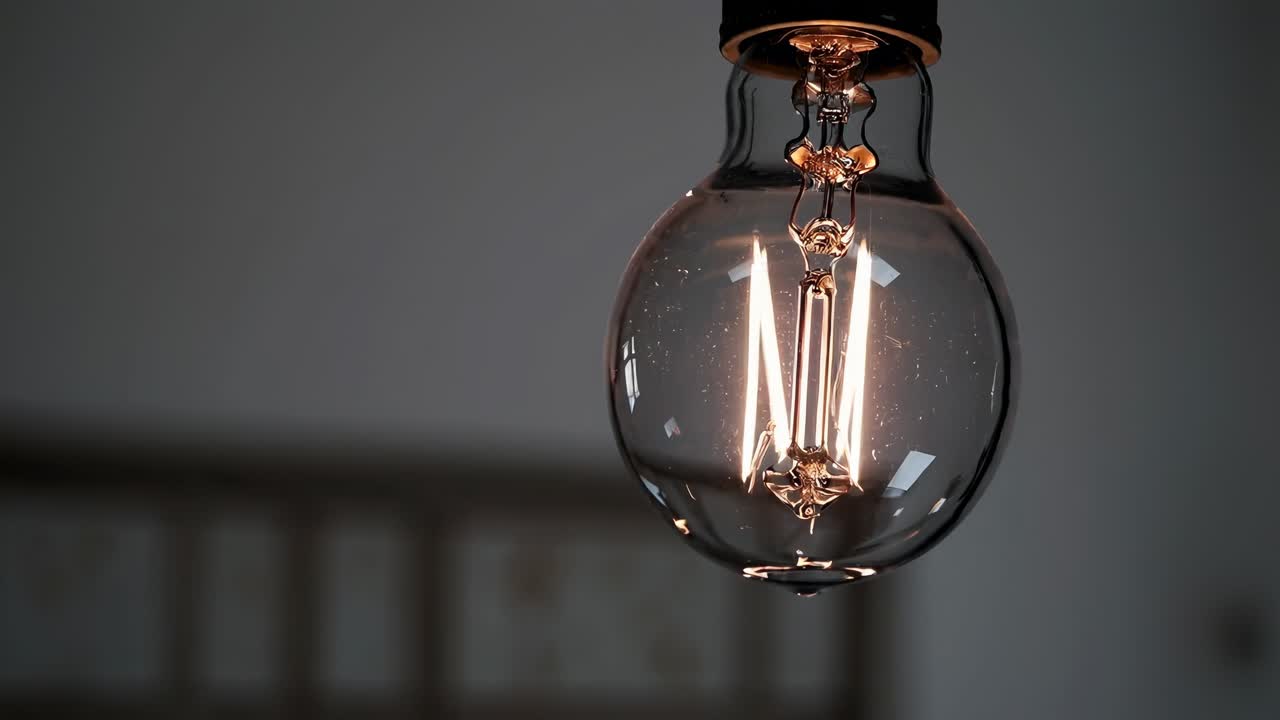 Primer plano de una bombilla incandescente sobre un fondo difuminado, capturando la esencia