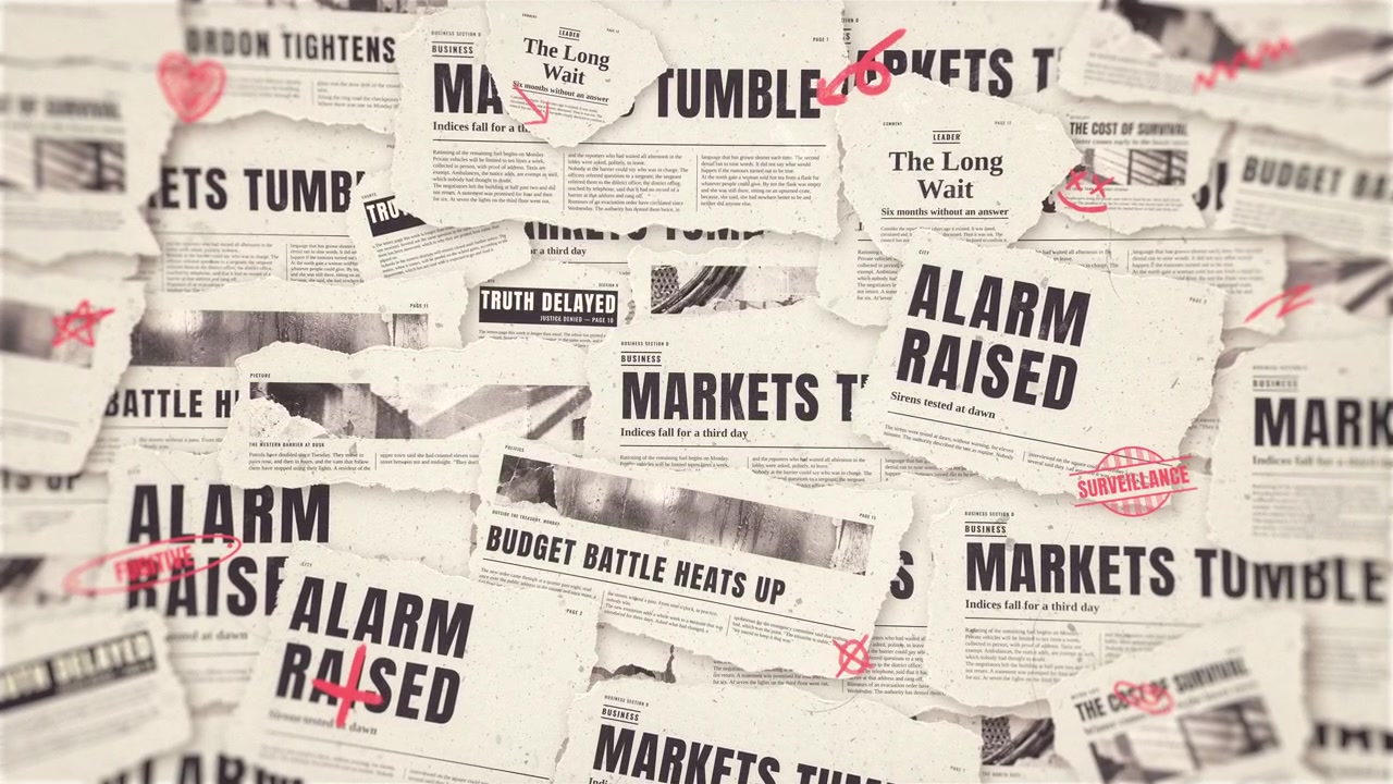 Animated Vintage Newspaper Headlines Collage Background