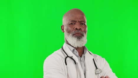 Face,-doctor-and-black-man-with-green-screen