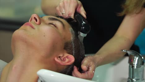 hair washing at the barber shop