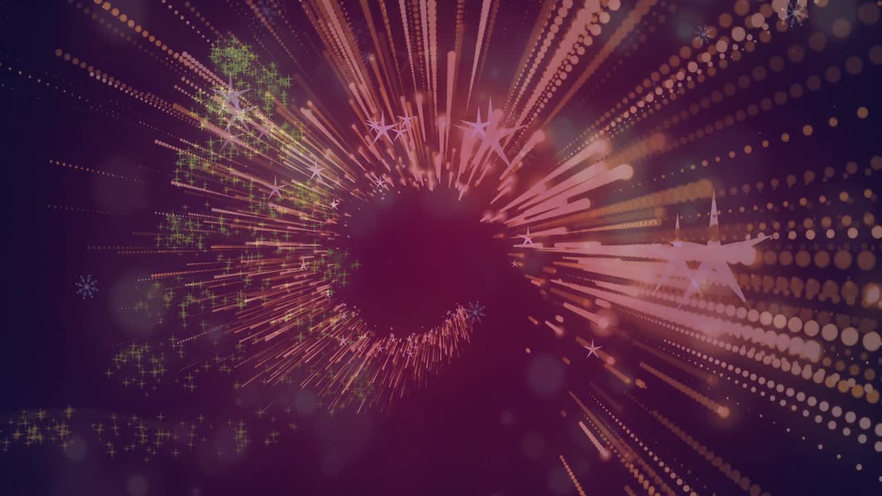 animación de fuegos artificiales sobre un árbol de navidad brillante