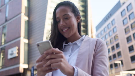 lady smiling while reading an email