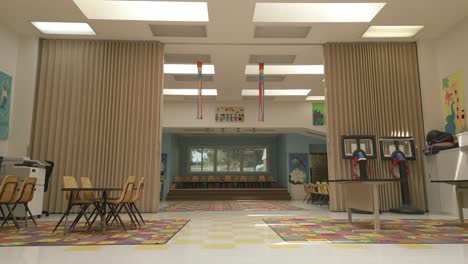 interior gimbal shot of an open room classroom