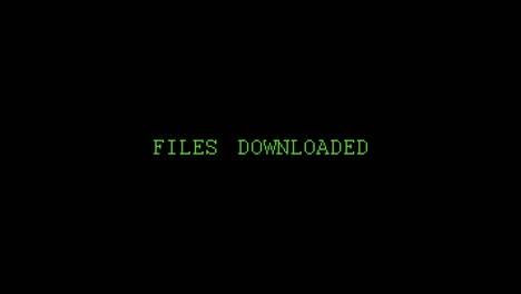 animación sencilla de descarga de archivos pirateados con letras que cambian rápidamente y una barra de progreso en color verde.