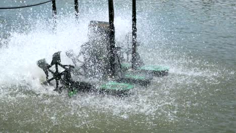 water turbine spinning for clean and treatment with ambient sound