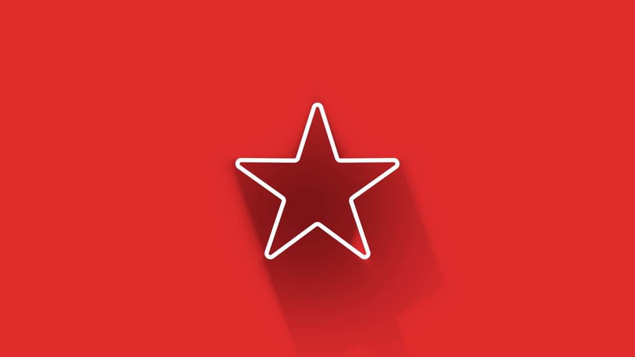 Design di icona social media con ombra lunga isolata su sfondo rosso. Icona web stilizzata. Motion graphics