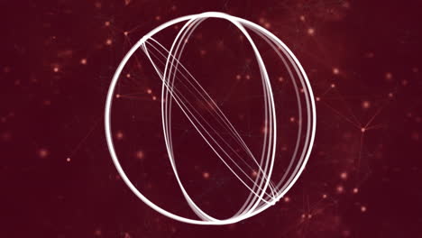animación del escaneo del alcance a través de una red de conexiones y puntos brillantes sobre fondo rojo
