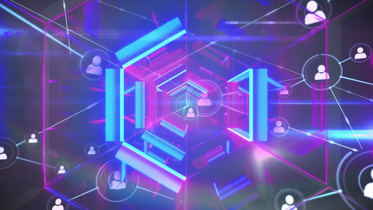 빛나는 터널에 대한 연결 아이콘의 네트워크