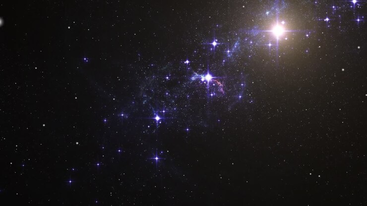una stella luminosa che brilla nell'oscurità dell'universo
