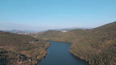 flying above douro river in a beautiful sunny day