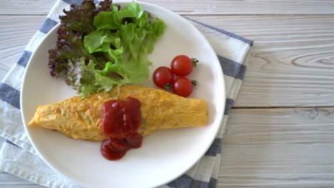 flavored fried rice in an omelet wrapping