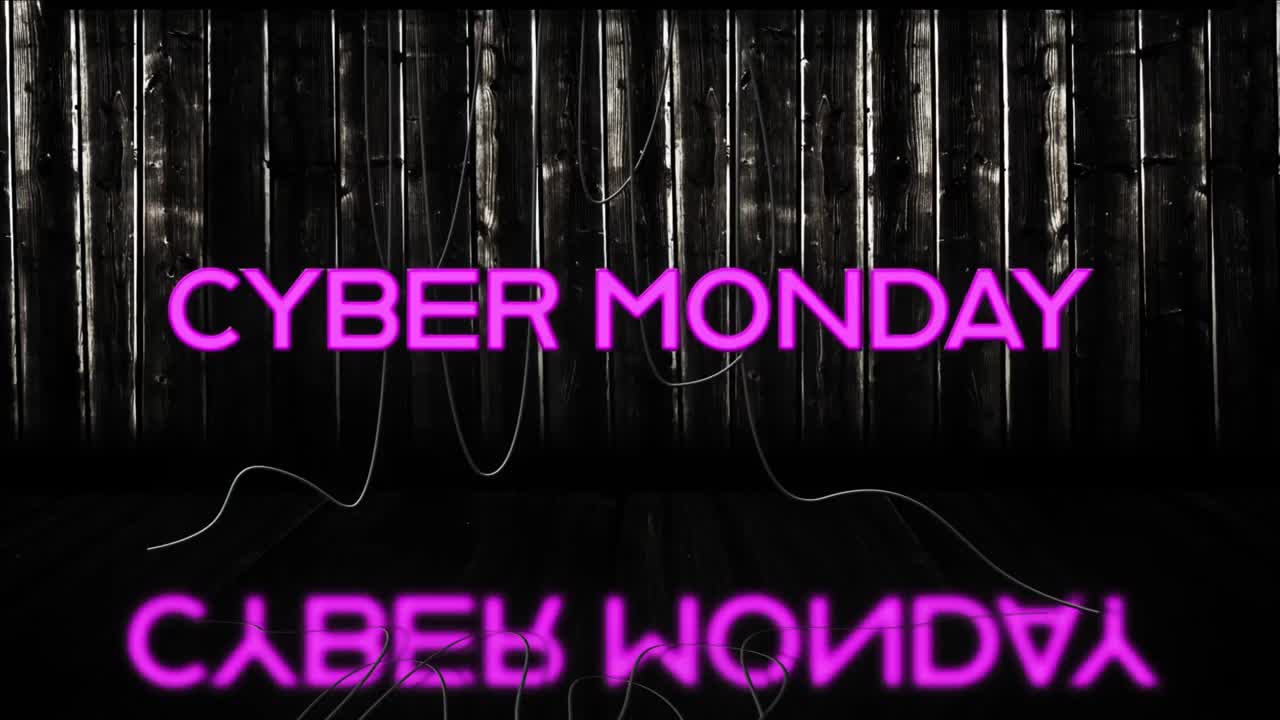 Pink neon Cyber Monday text