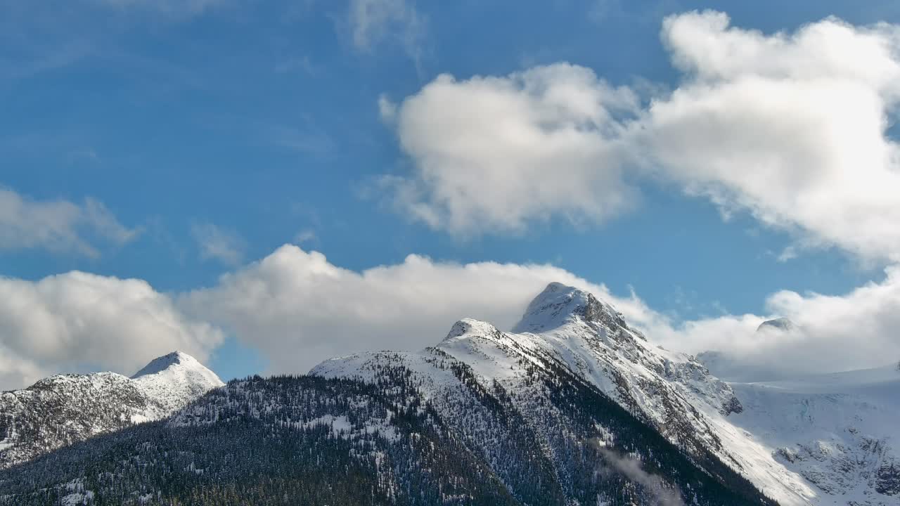 Paesaggio montano innevato panoramico e alberi