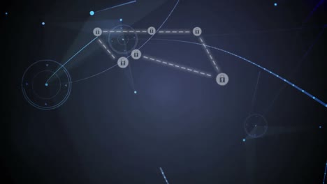 Digitale-Animation-Eines-Netzwerks-Von-Sicherheitsvorhängeschloss-Symbolen-Vor-Plexus-Netzwerken-Auf-Blauem-Hintergrund
