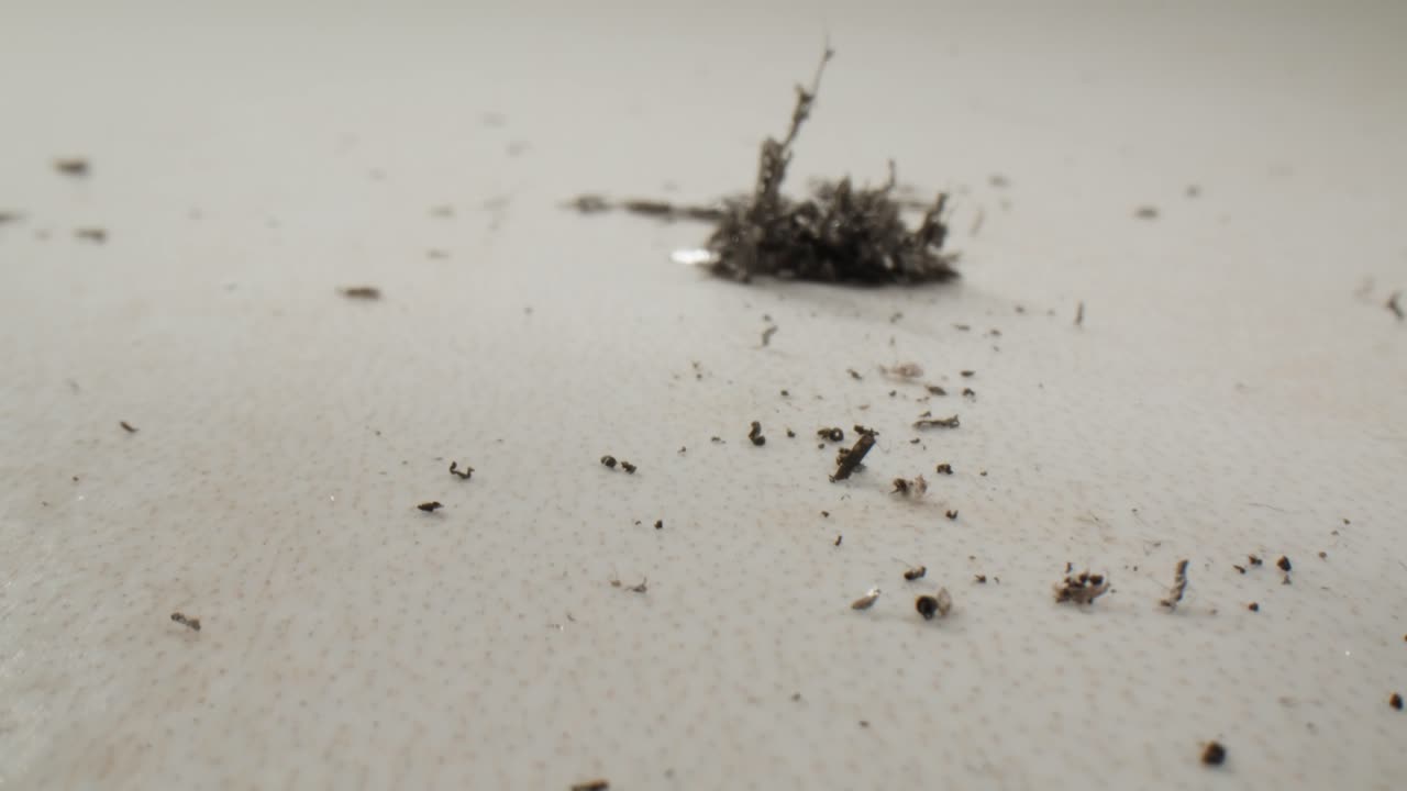 virutas y fragmentos metálicos en una superficie