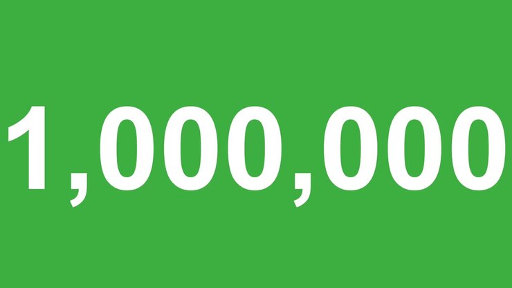 Number Counter Animation Counting Up from 1 to 1 Million on Green Screen Background
