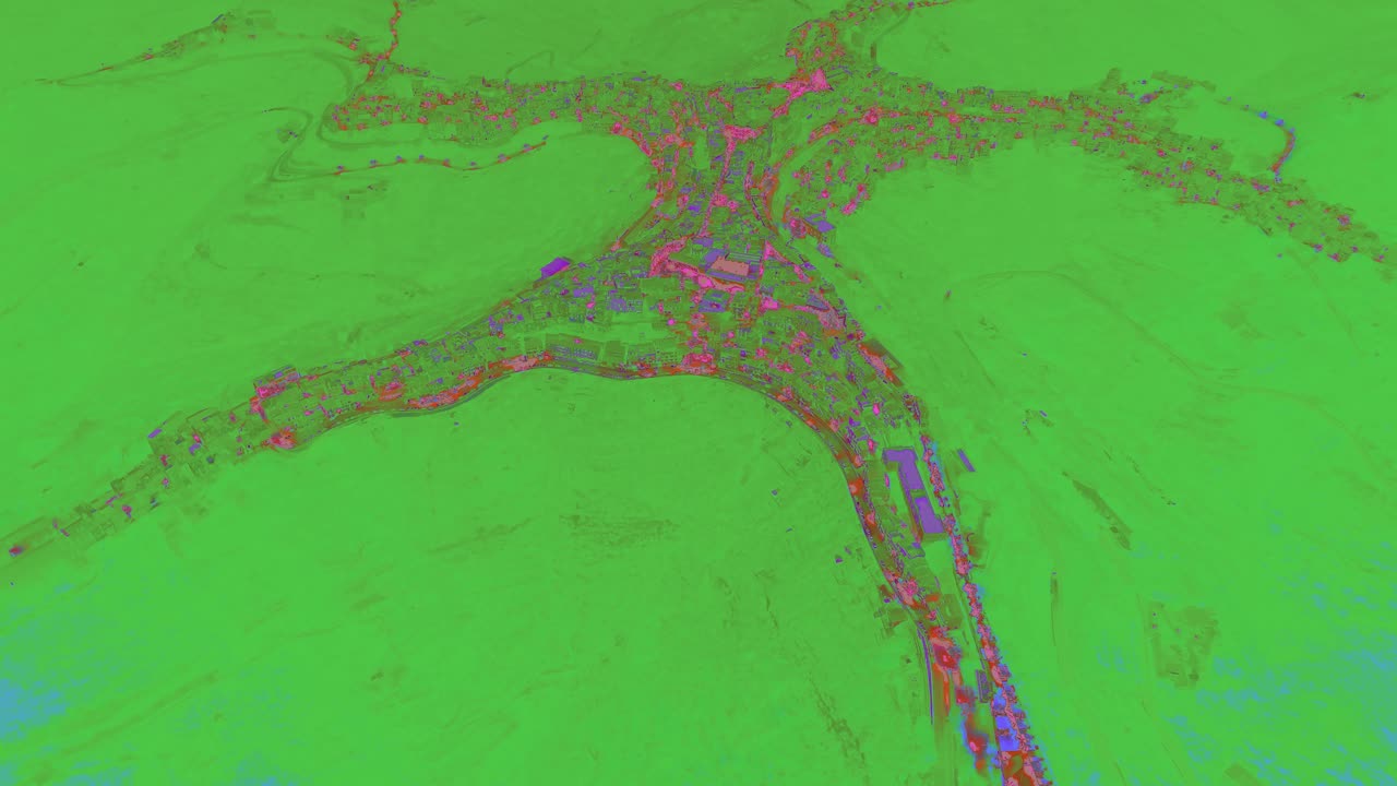 Centuripe thermal night vision aerial view of illuminated Italian mountain town properties energy