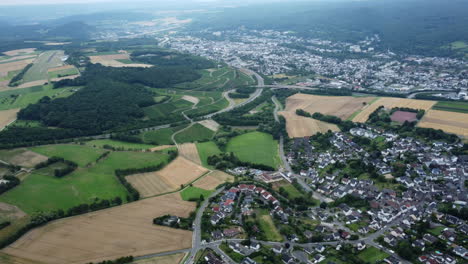 aerial view of a german town with surrounding countryside