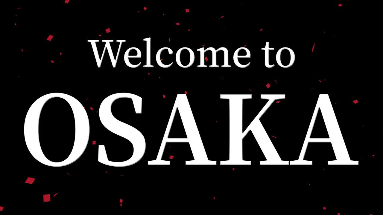 bienvenido a osaka mensaje de texto animación gráficos en movimiento